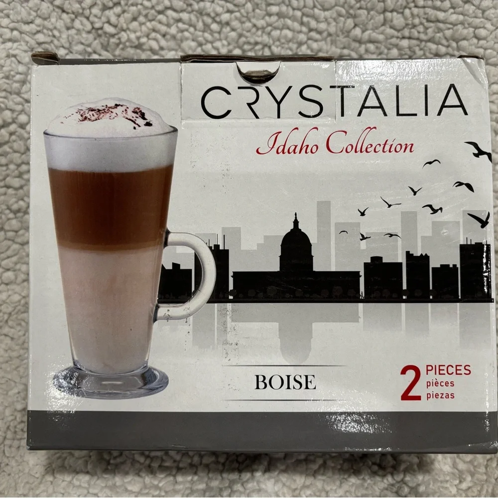 Crystalia Irish Coffee Glasses Set of 2,‎ Latte Mugs- small 9 oz.